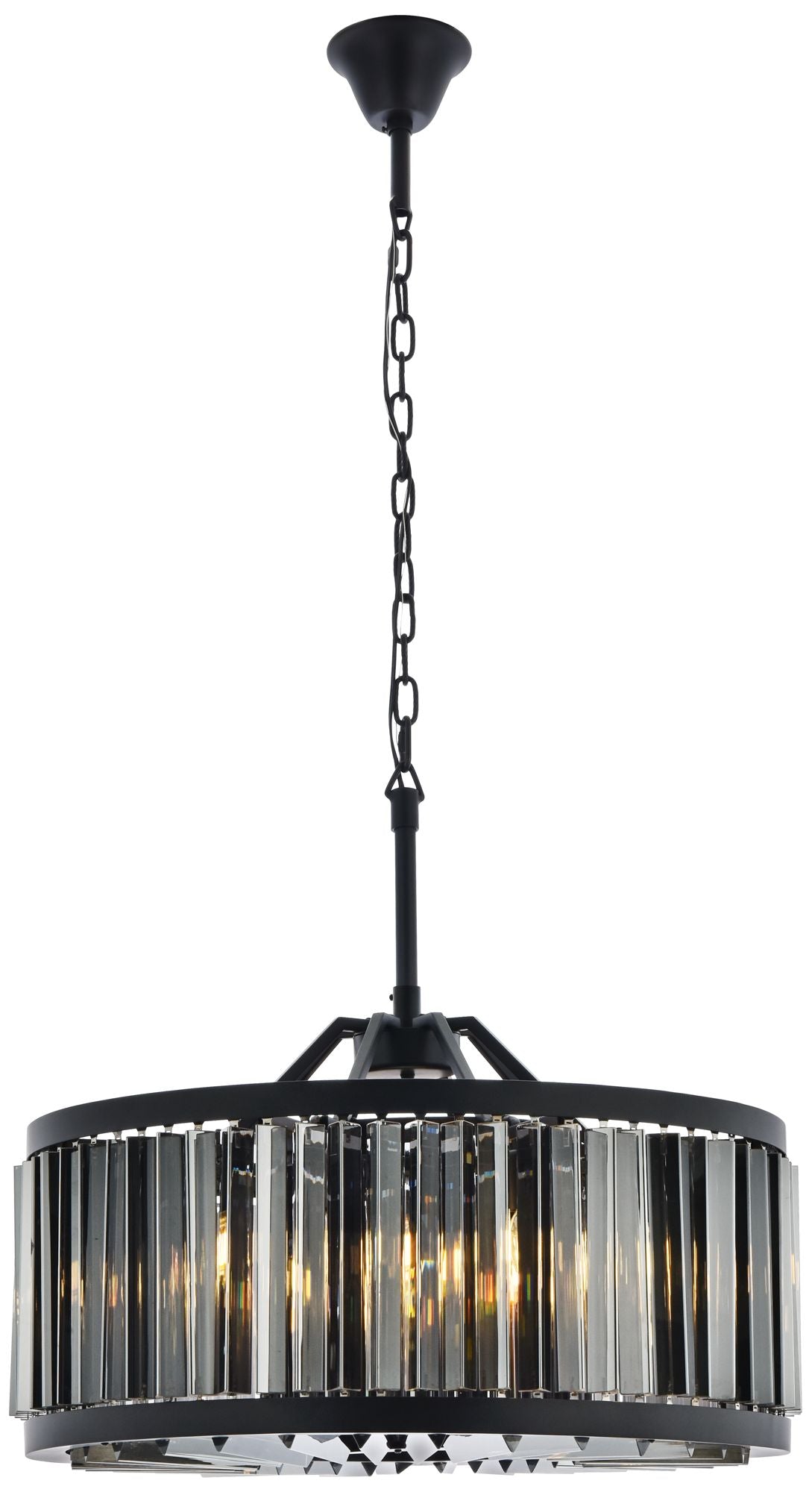 Chelsea 8-Light Matte Black Chandelier Silver Shade (Grey)
