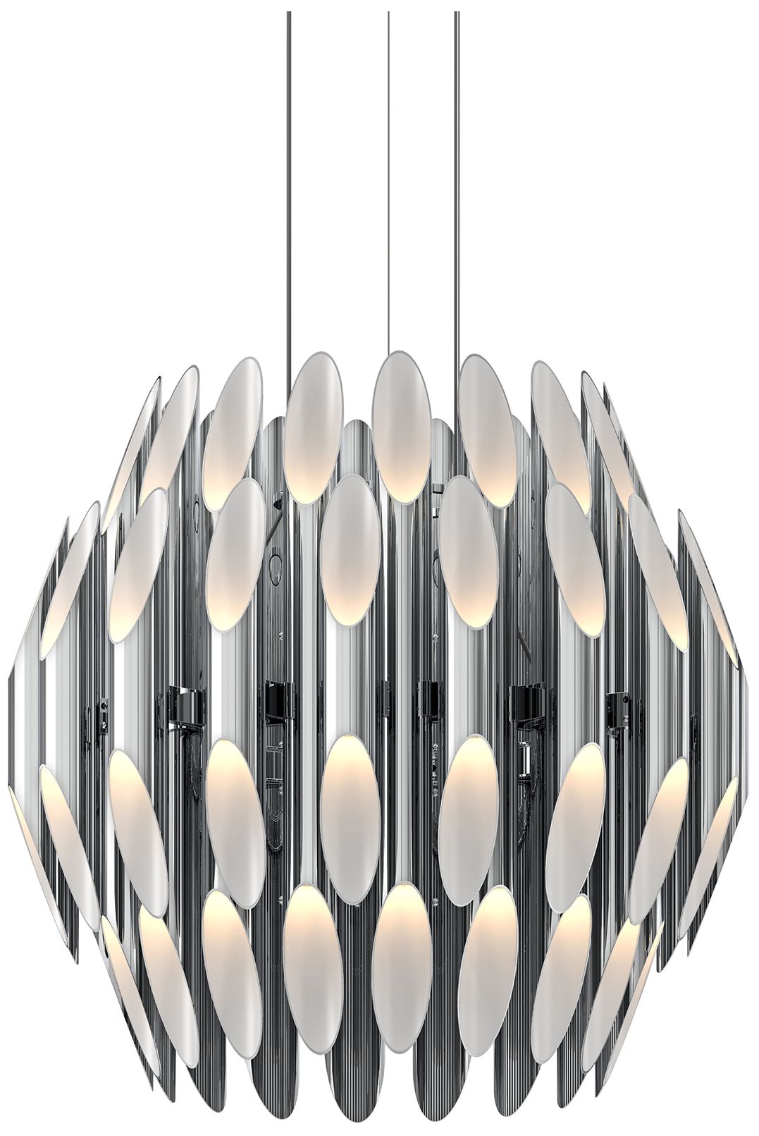 chrome pendant light shown as a main product image for kitchen islands