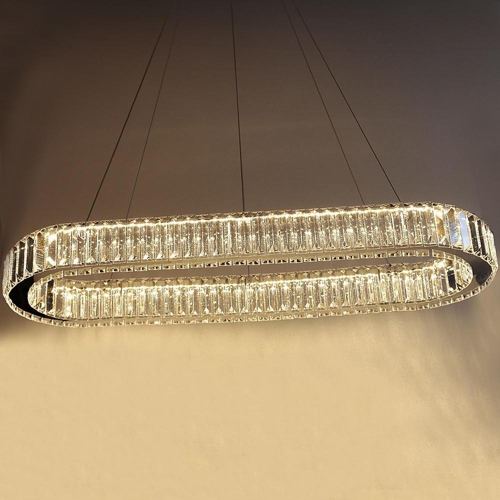 Chrome Golden Crystal Clear Beauty Oval Ring Chandelier