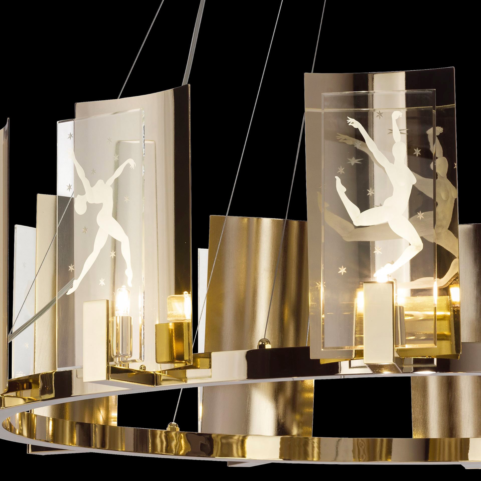Contemporary Brass and Italian Crystal Chandelier