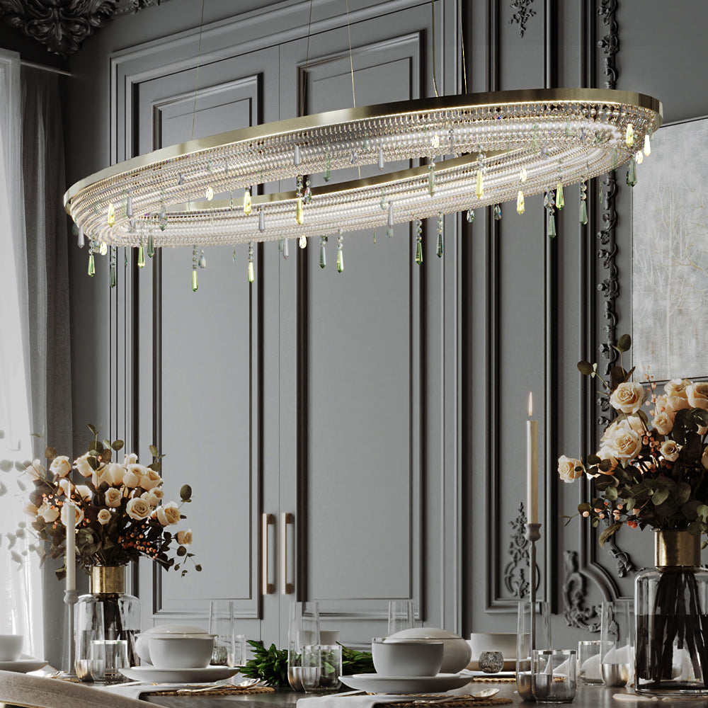 Contemporary Crystal Chandelier with Colored Drops