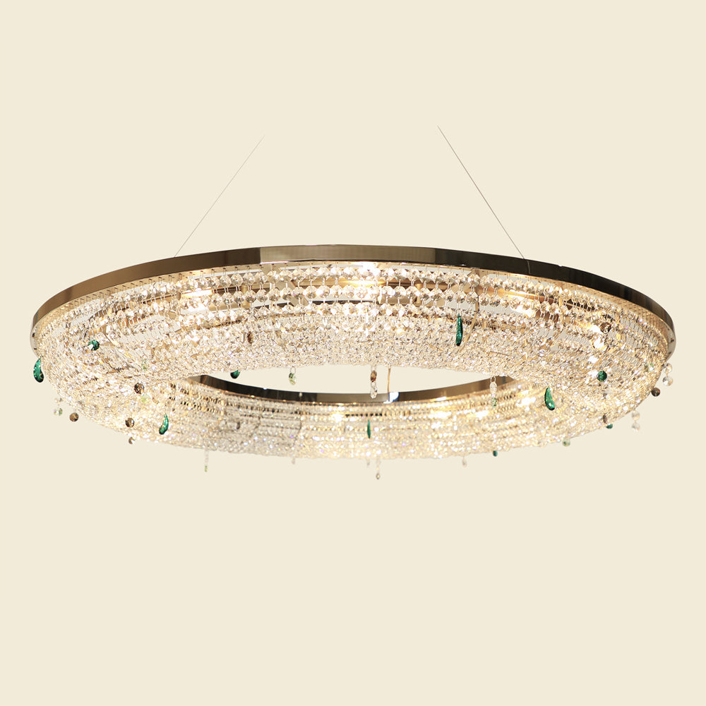 Contemporary Crystal Chandelier with Colored Drops