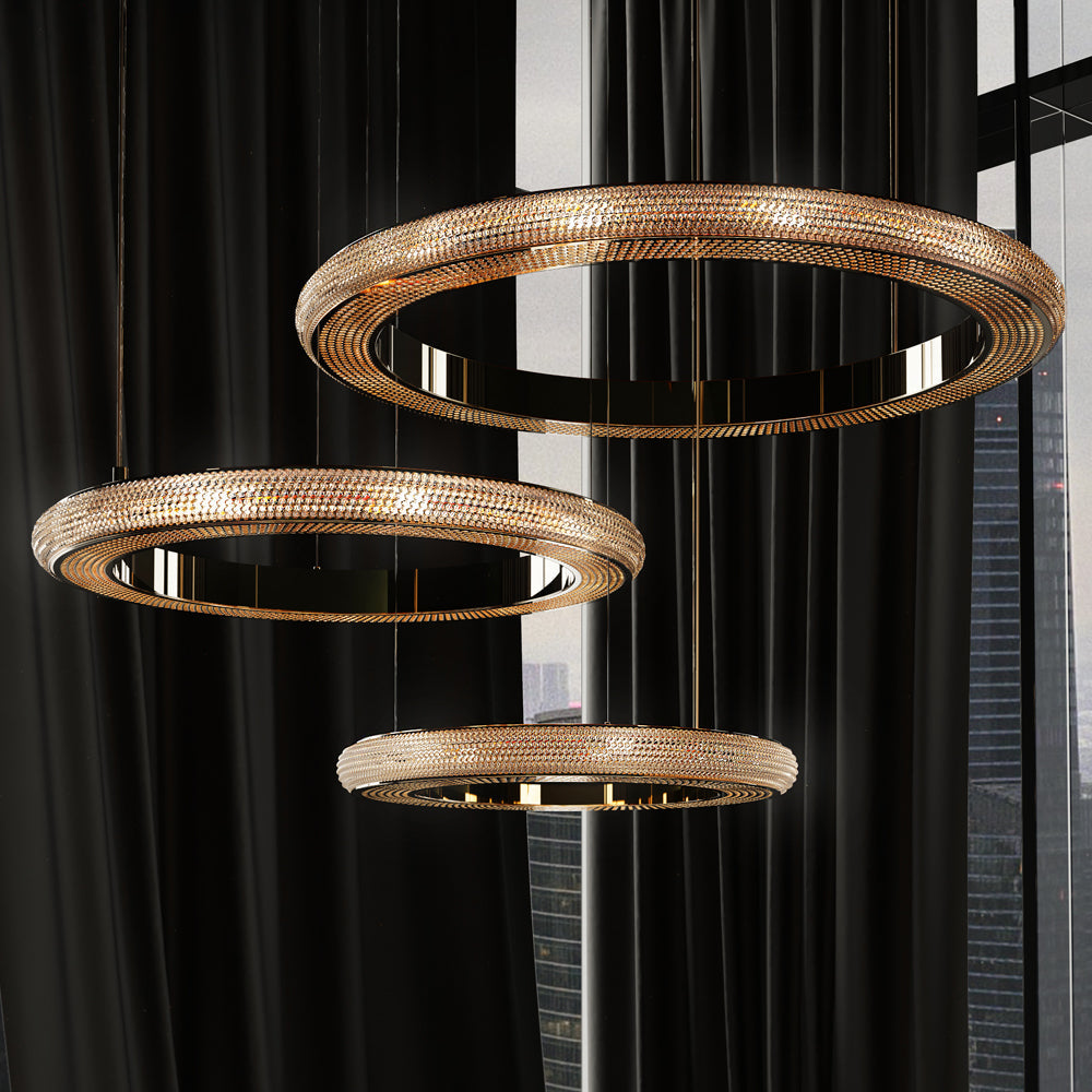 Contemporary Hoop Crystal Chandelier detail view 2