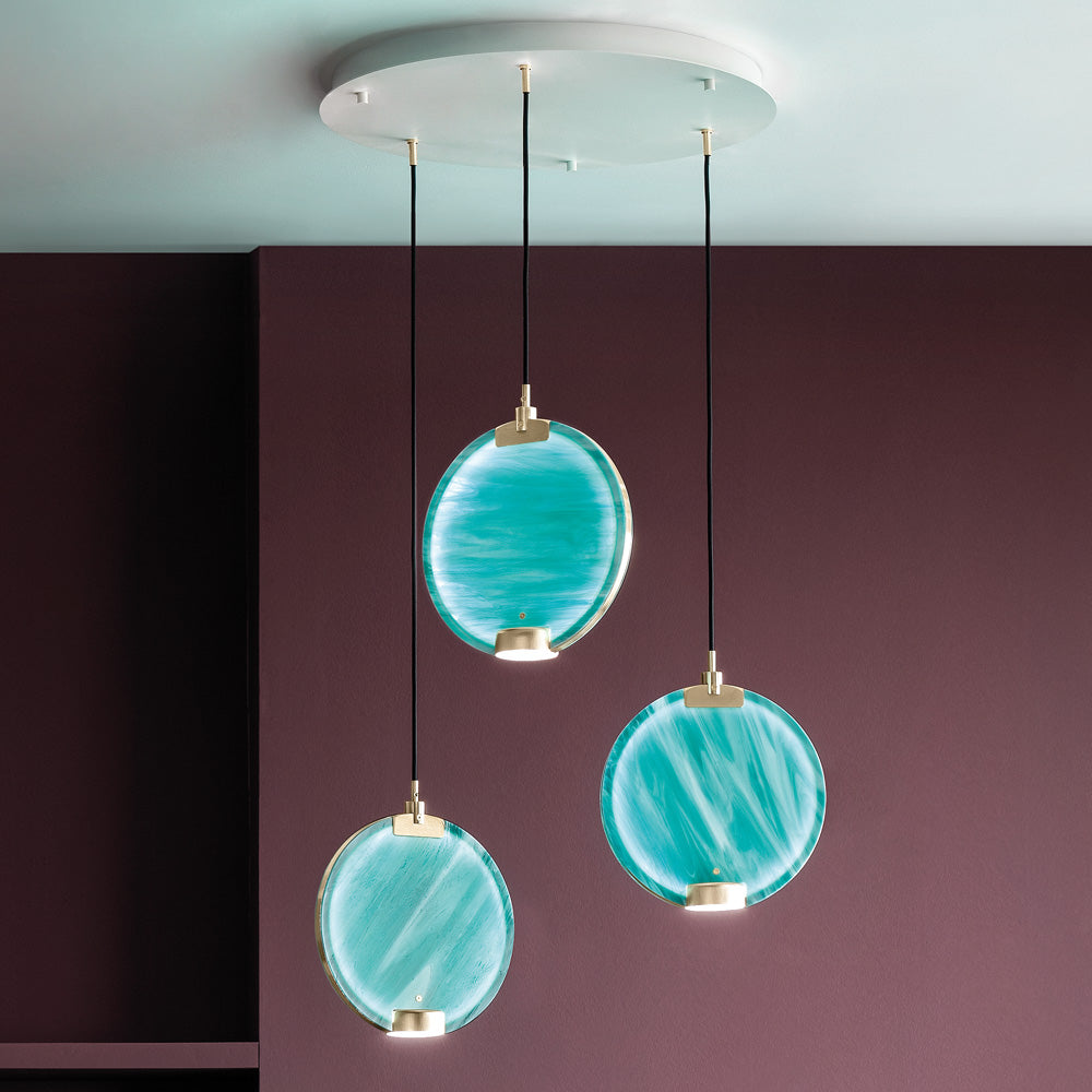 Contemporary Round Spectrum Glass Diffuser Chandelier