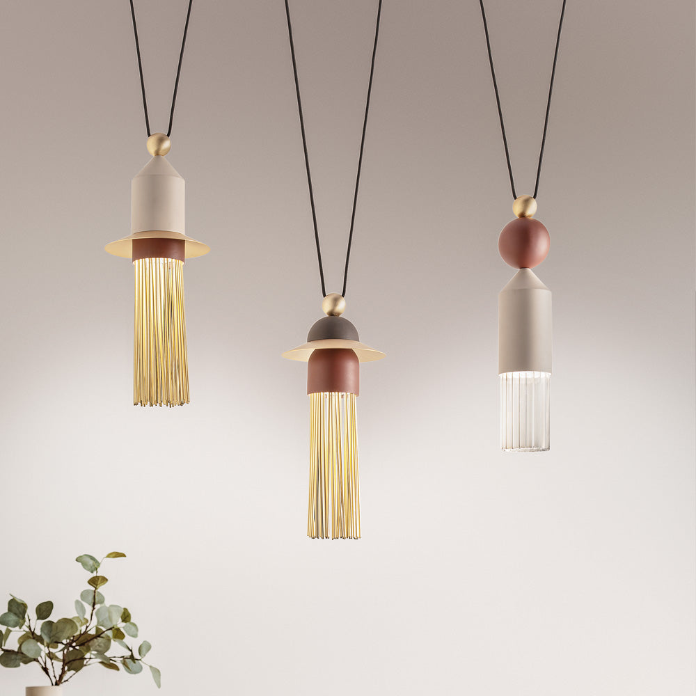 Contemporary Brown Triple Led Chandelier