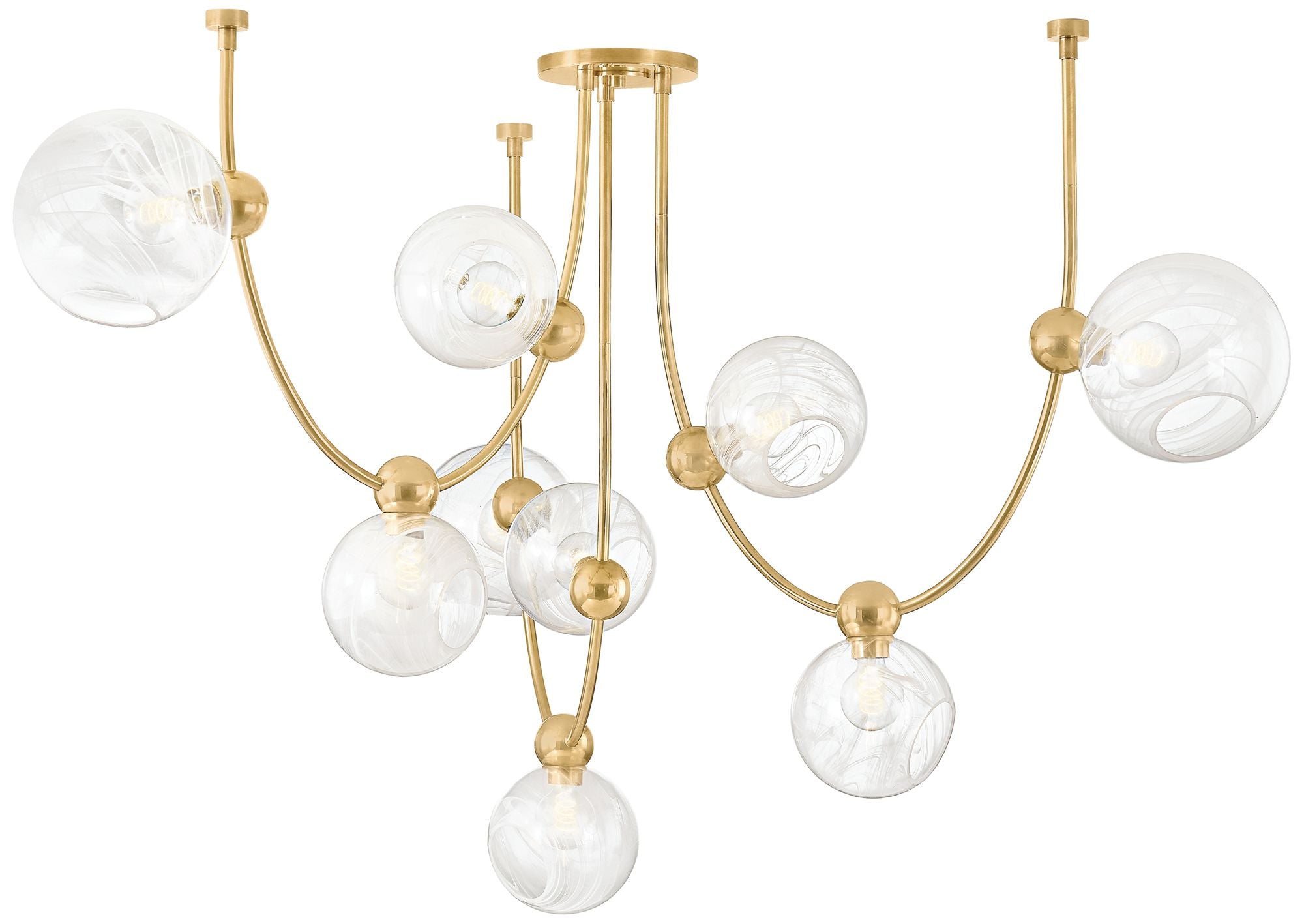Astraia 66.75" 9-Light. Vintage Brass Chandelier