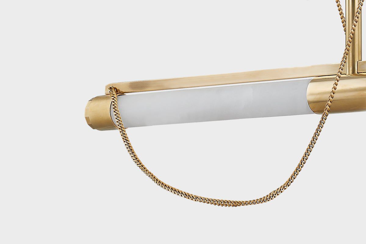 Lariat 7.75" 2-Light. Vintage Brass Linear Pendant Light