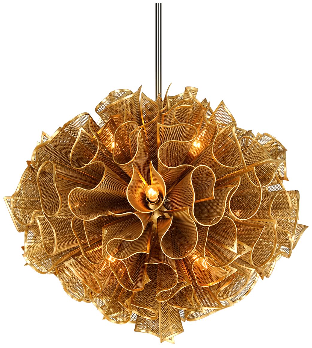 Pulse 30.5-Inch 12-Light Gold Leaf Chandelier