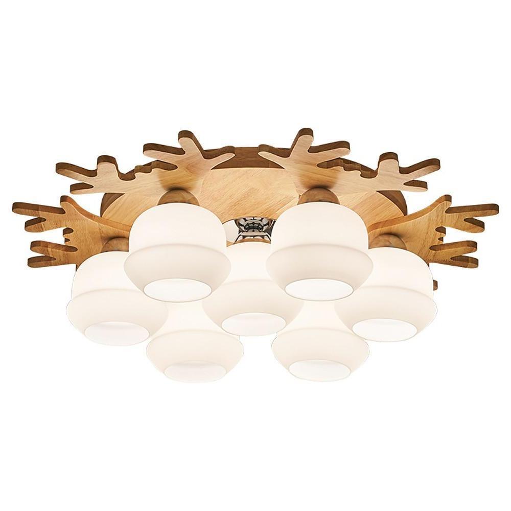 Globes Cluster Bamboo Glass LED Flush Mount Ceiling