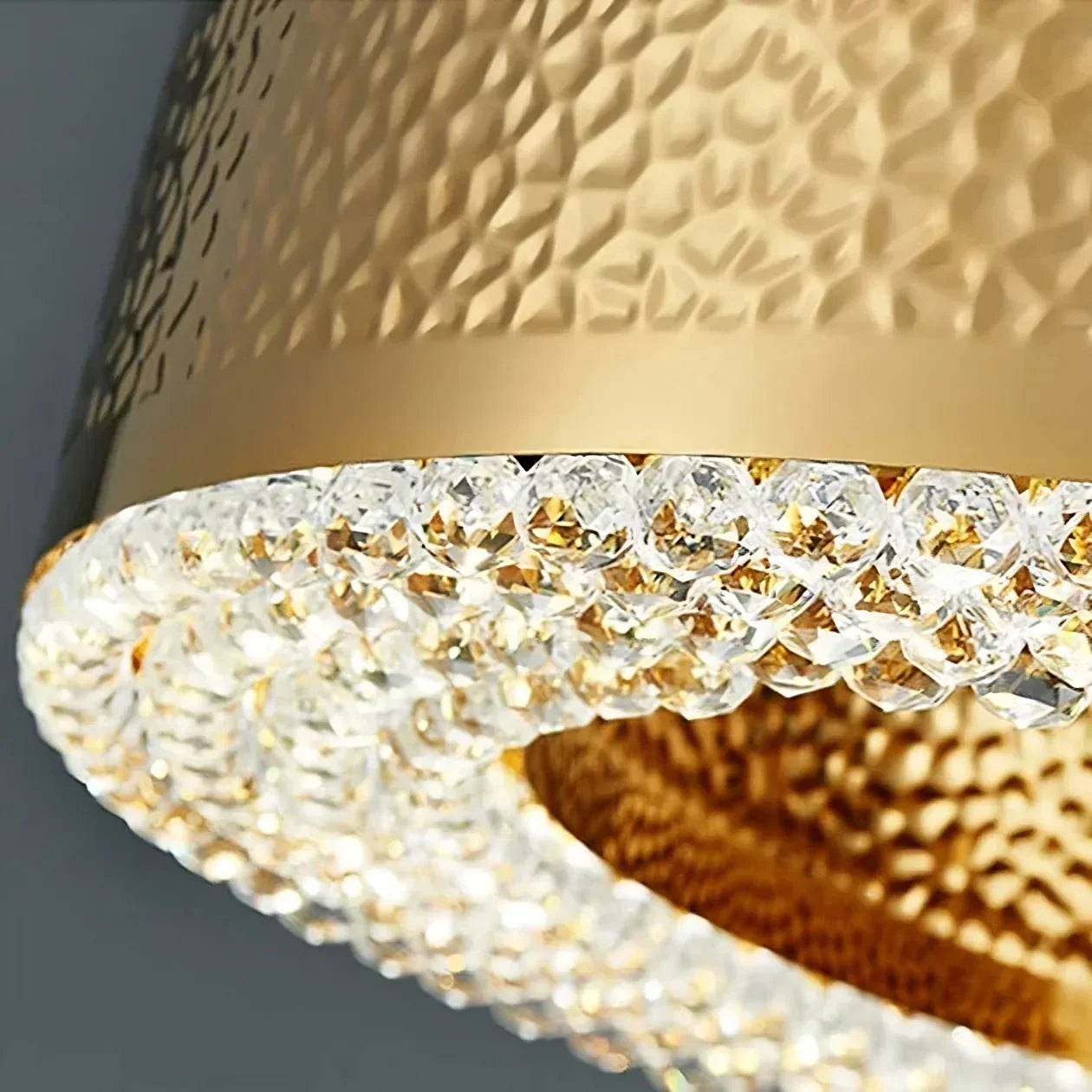 Alleri Hammered Gold & Crystal Chandelier