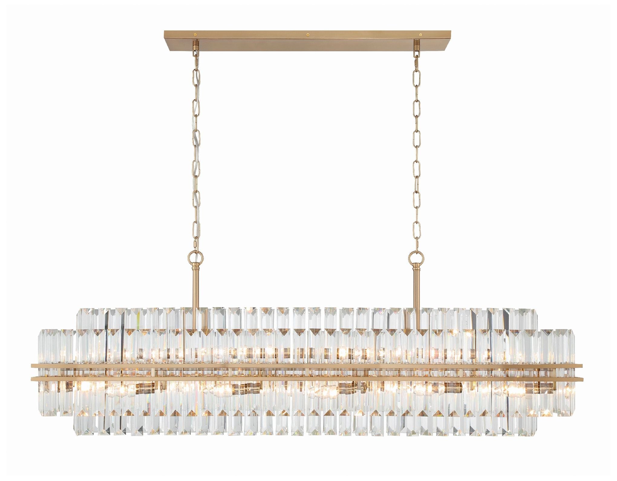 Hayes 50"W Aged Brass 16-Light Linear Chandelier