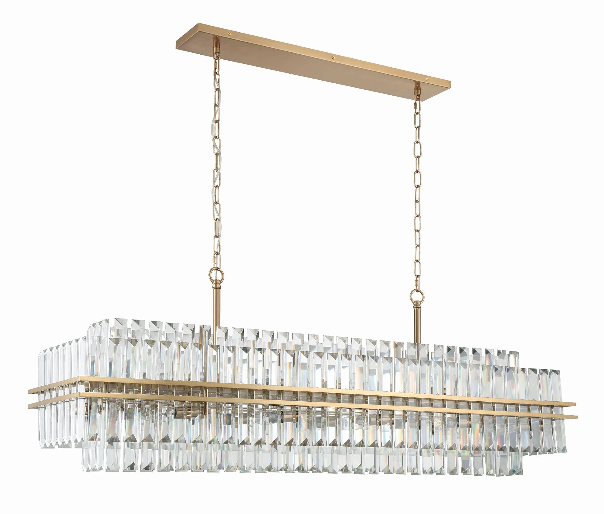 Hayes 50"W Aged Brass 16-Light Linear Chandelier