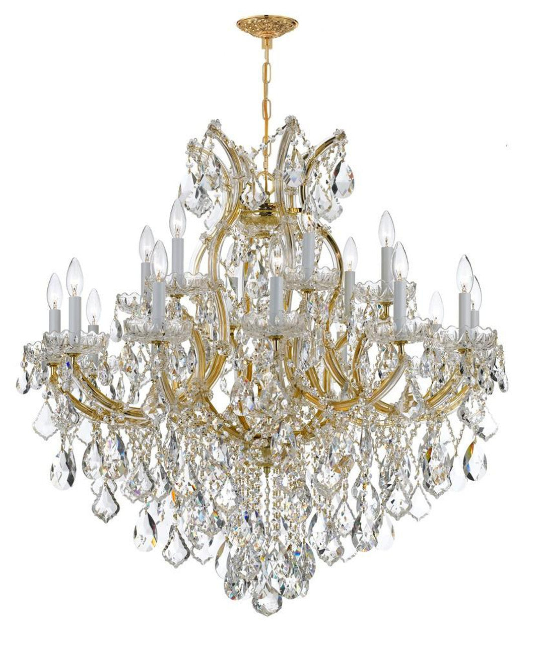 Bennington Chandelier, 16-Light, Warm Brass, Glass