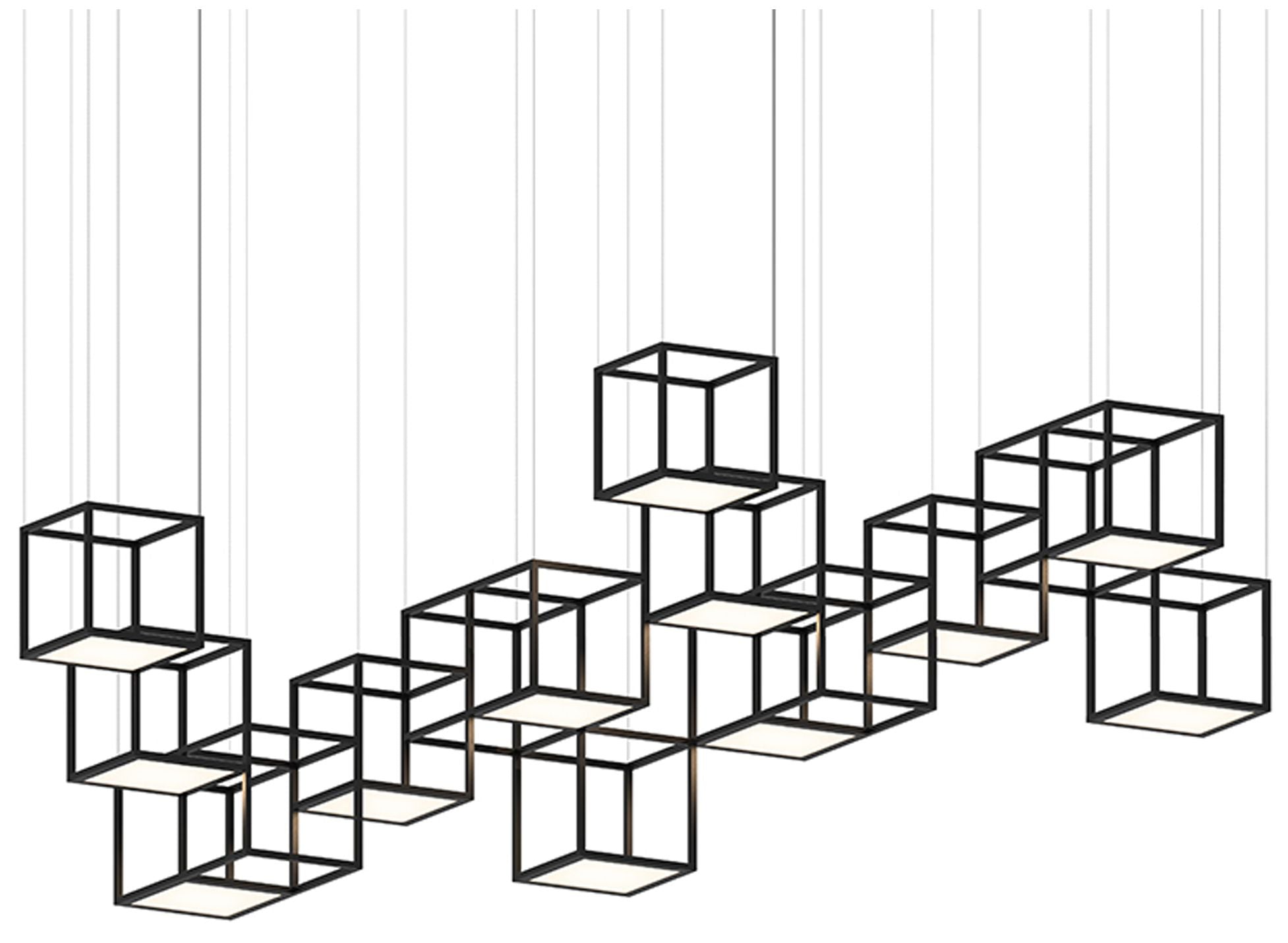 Cubix 12-Light Satin Black LED Pendant