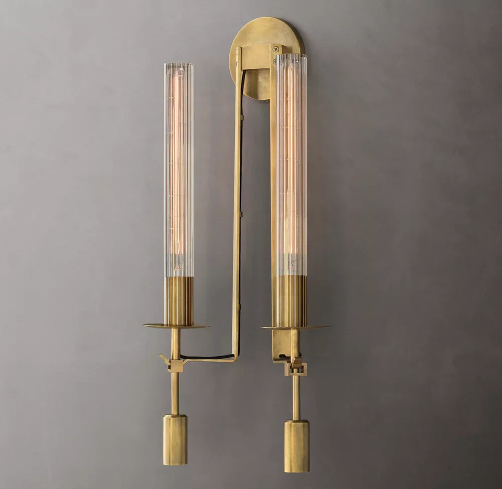 Fontanelle Double Wall Light, Bathroom Wall Sconce, 9"W x 6"D x 23"H