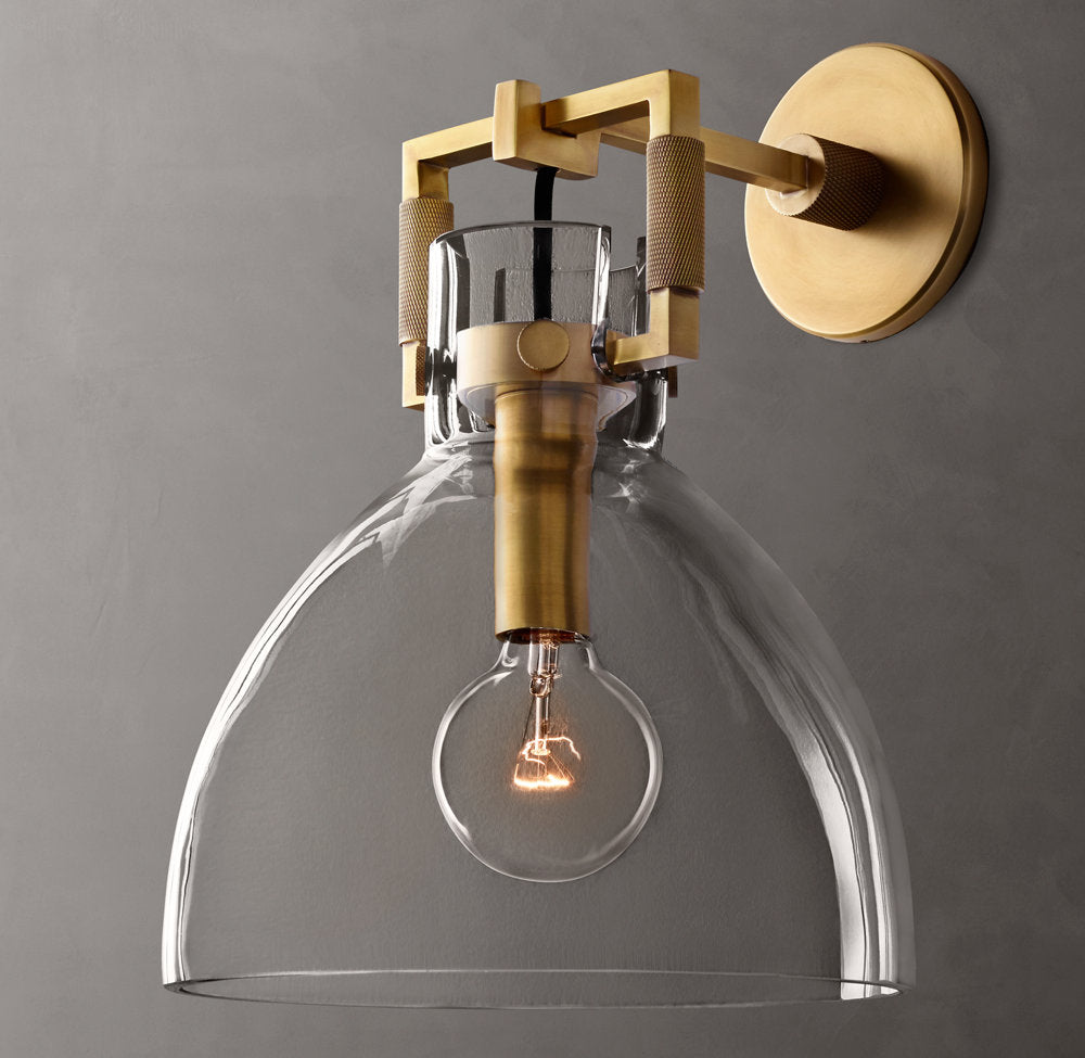 Machinist Glass Cloche Wall Light 10", Bathroom Wall Sconce, detail 4