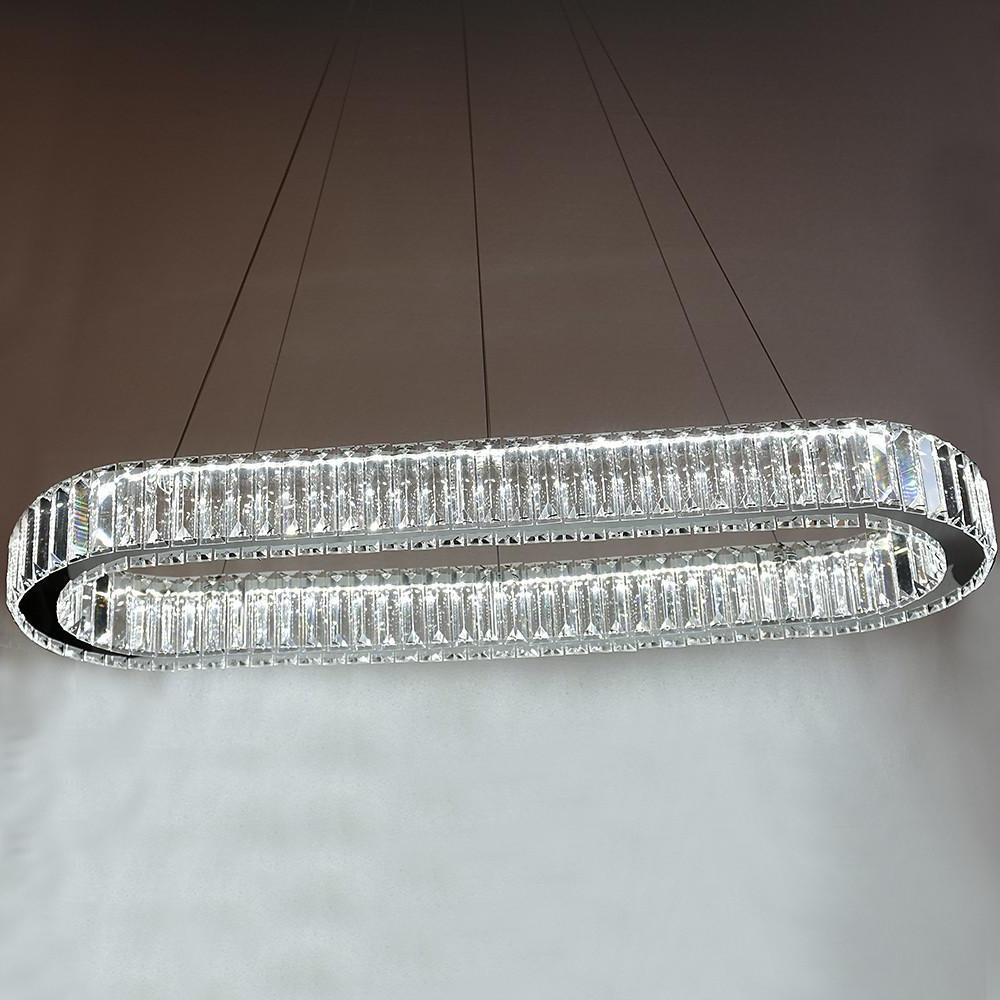 Chrome Golden Crystal Clear Beauty Oval Ring Chandelier