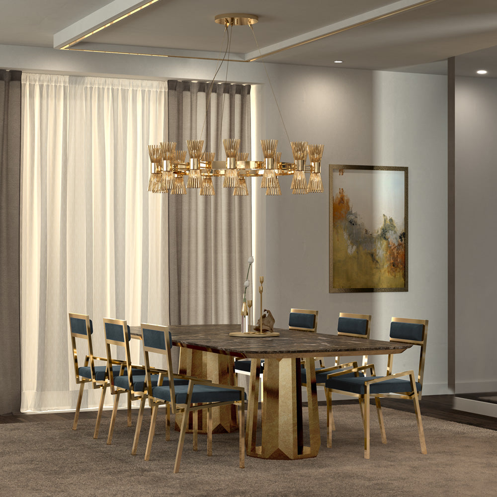 Designer Contemporary 24 Carat Gold-Plated Chandelier
