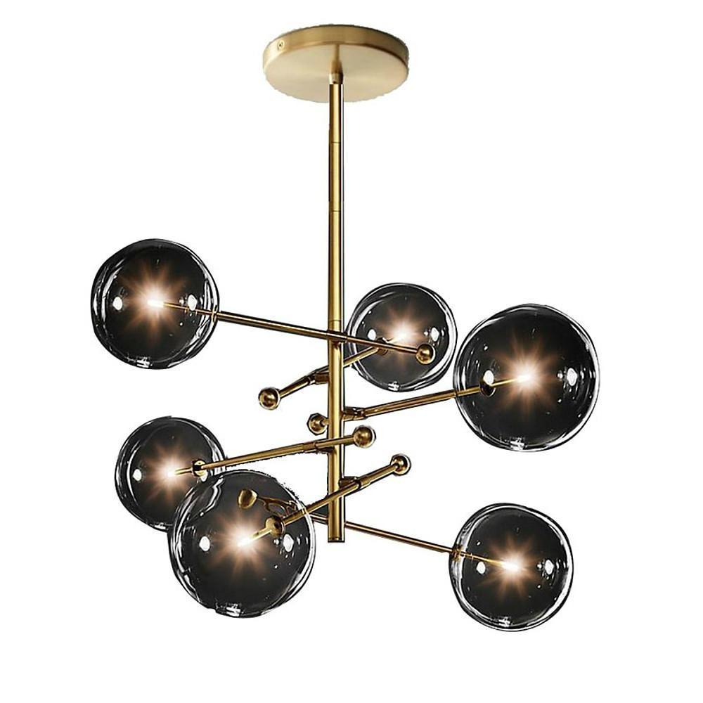 Geometrical Globe Chandelier Lamp Metal Glass Kitchen