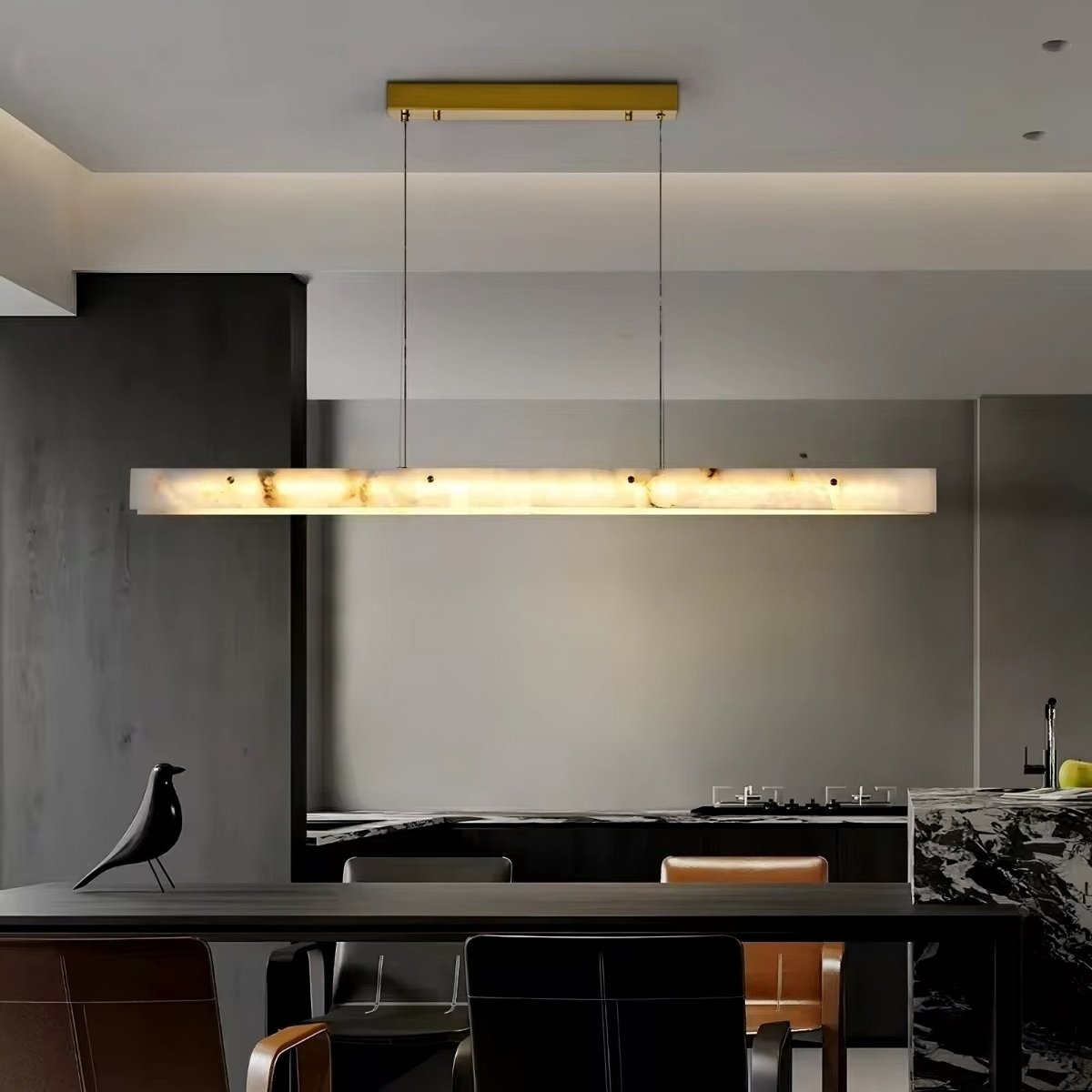 60" Natural Marble Dining Room Light Fixture Chandelier