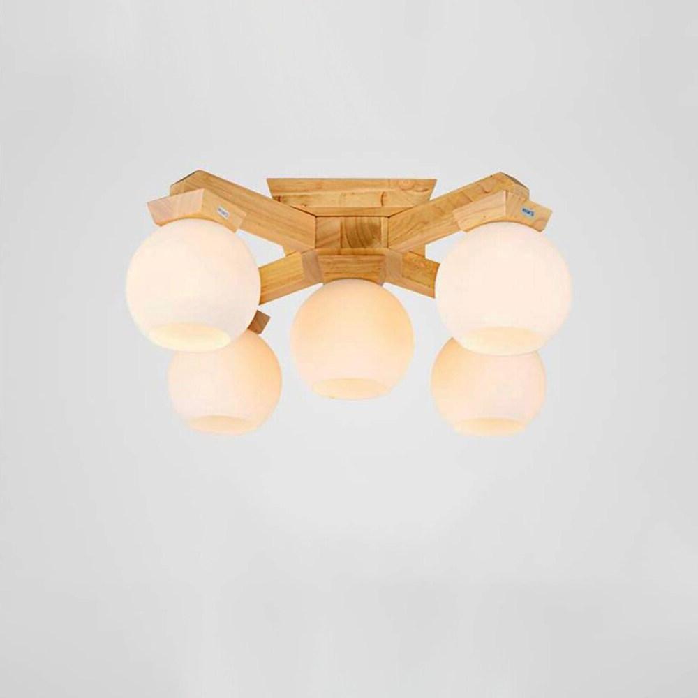 Nordic Wood Chandelier LED Globe Chandelier
