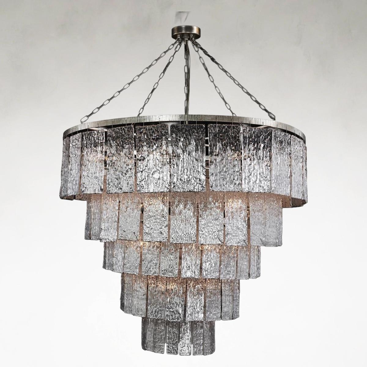 Twilighting 24-Light 50.25-Inch Silver Slumped Glass Chandelier Ceiling Fi x ture