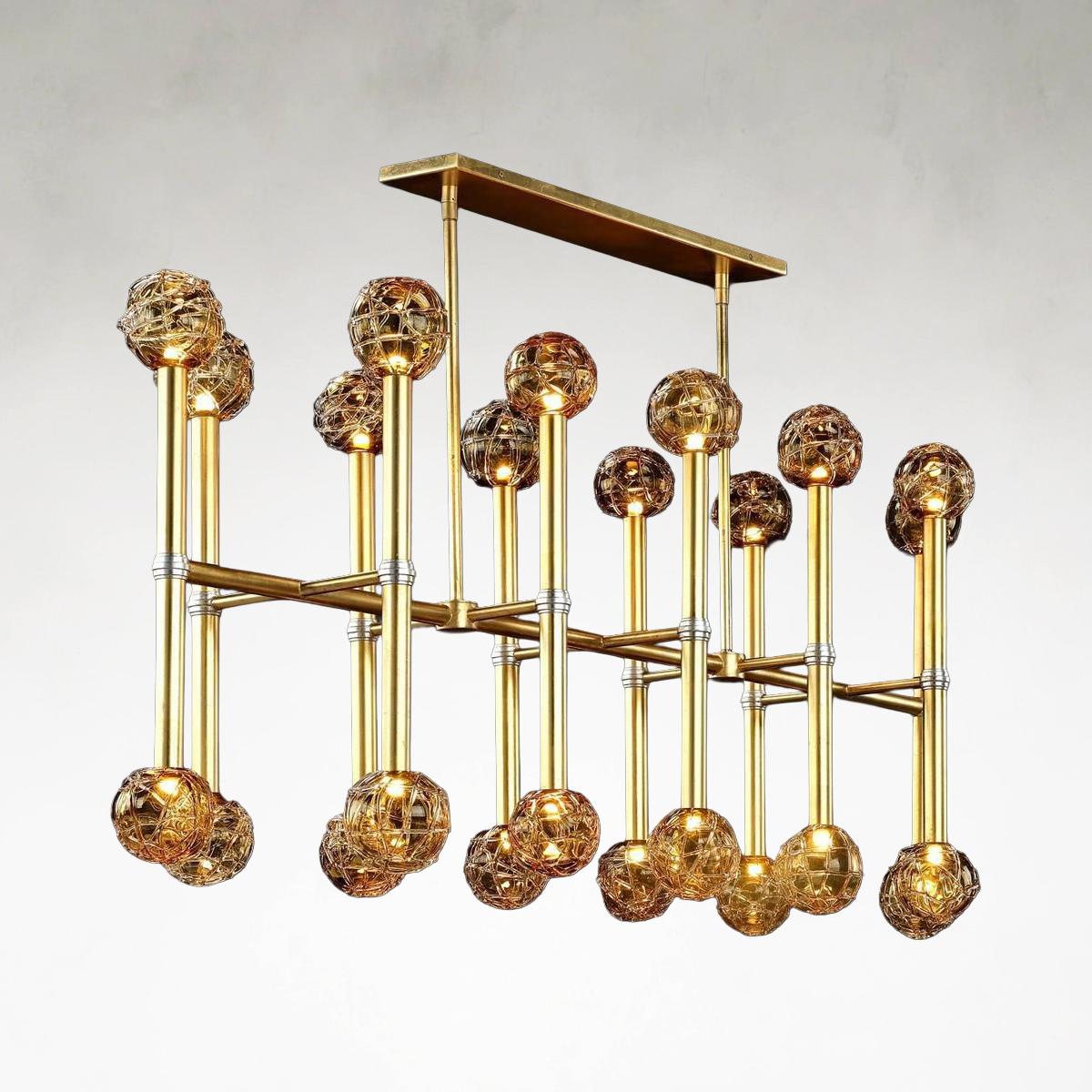 Fiammetta 24-Light 59-Inch Gold and Silver Leaf Linear Chandelier