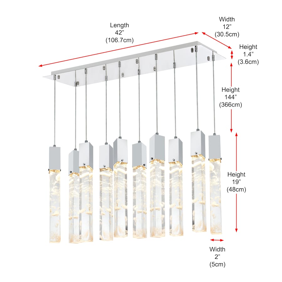 Aurora 42" Wide Crystal Linear Pendant