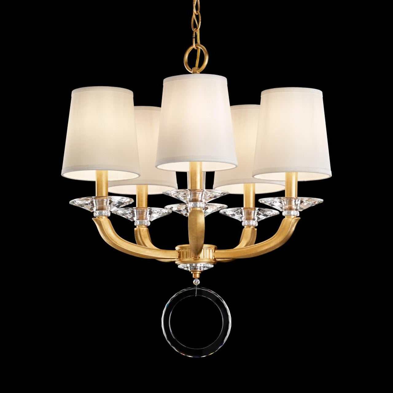 Emilea Chandelier, 5-Light, White, Clear Optic Crystal