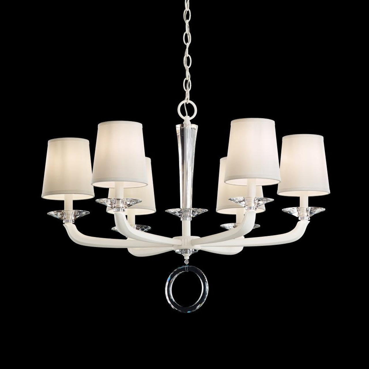 Emilea Chandelier, 5-Light, White, Clear Optic Crystal