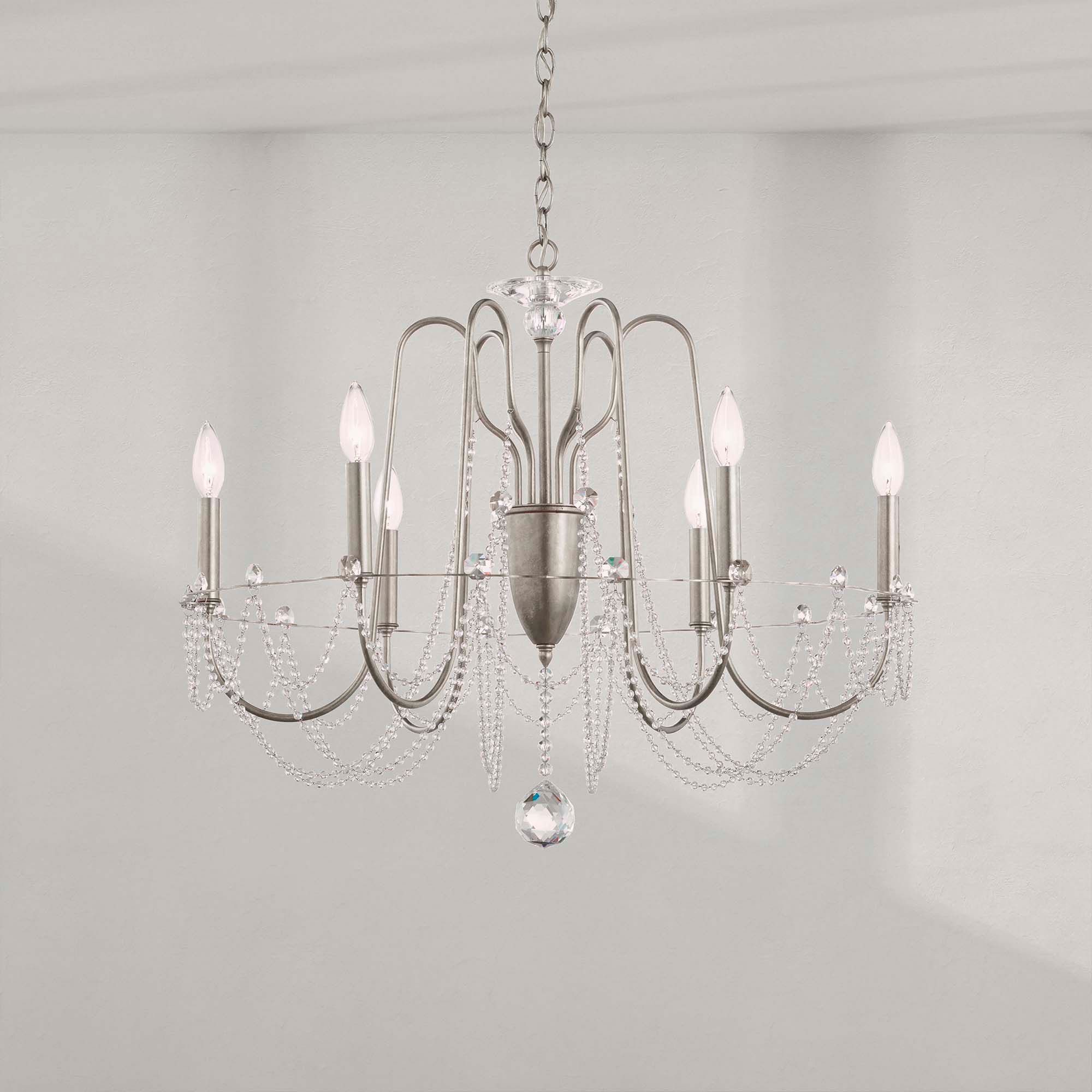Esmery 24"H X 6-Light Crystal Chandelier in Silver