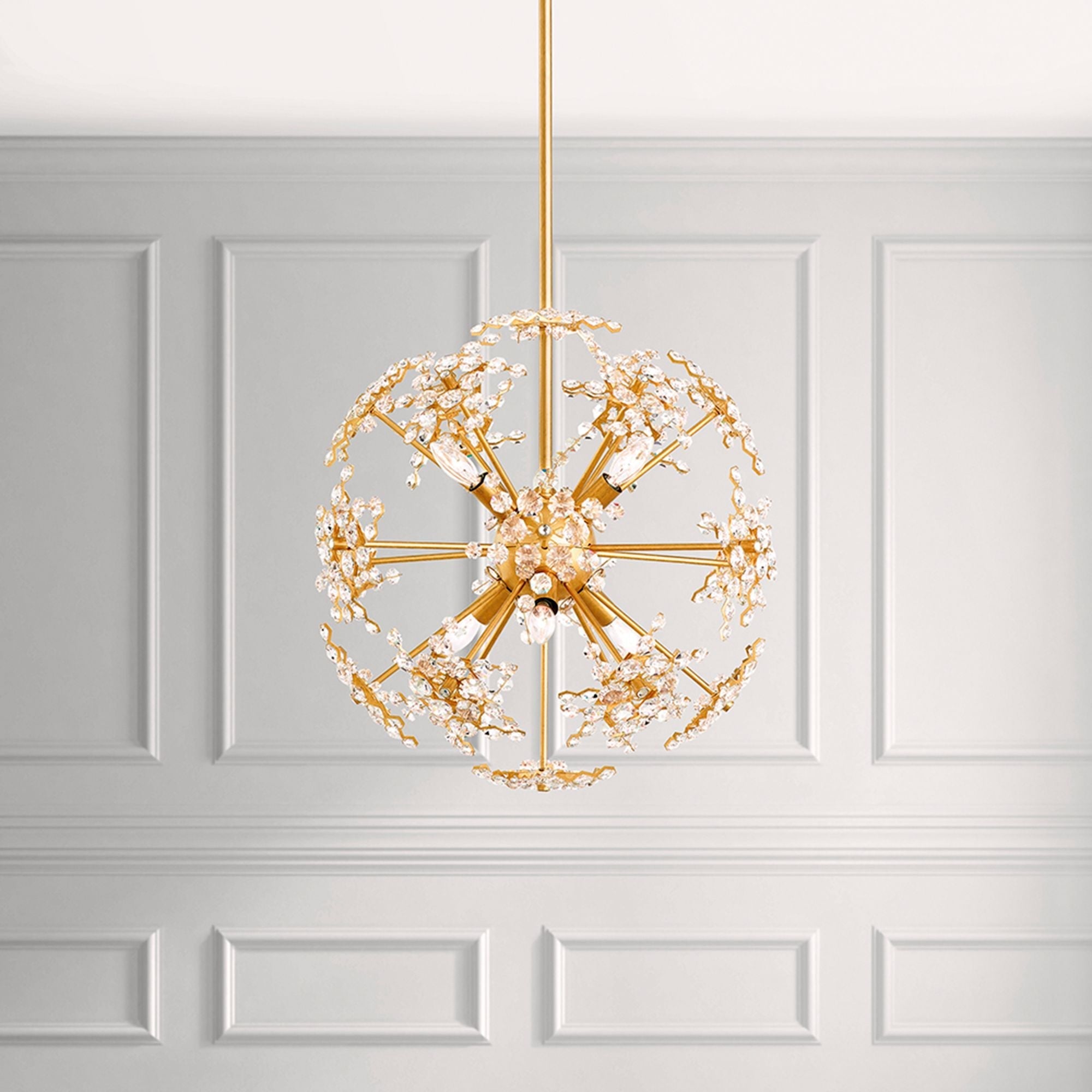 Esteracae 18"H X 6-Light Crystal Pendant in Gold