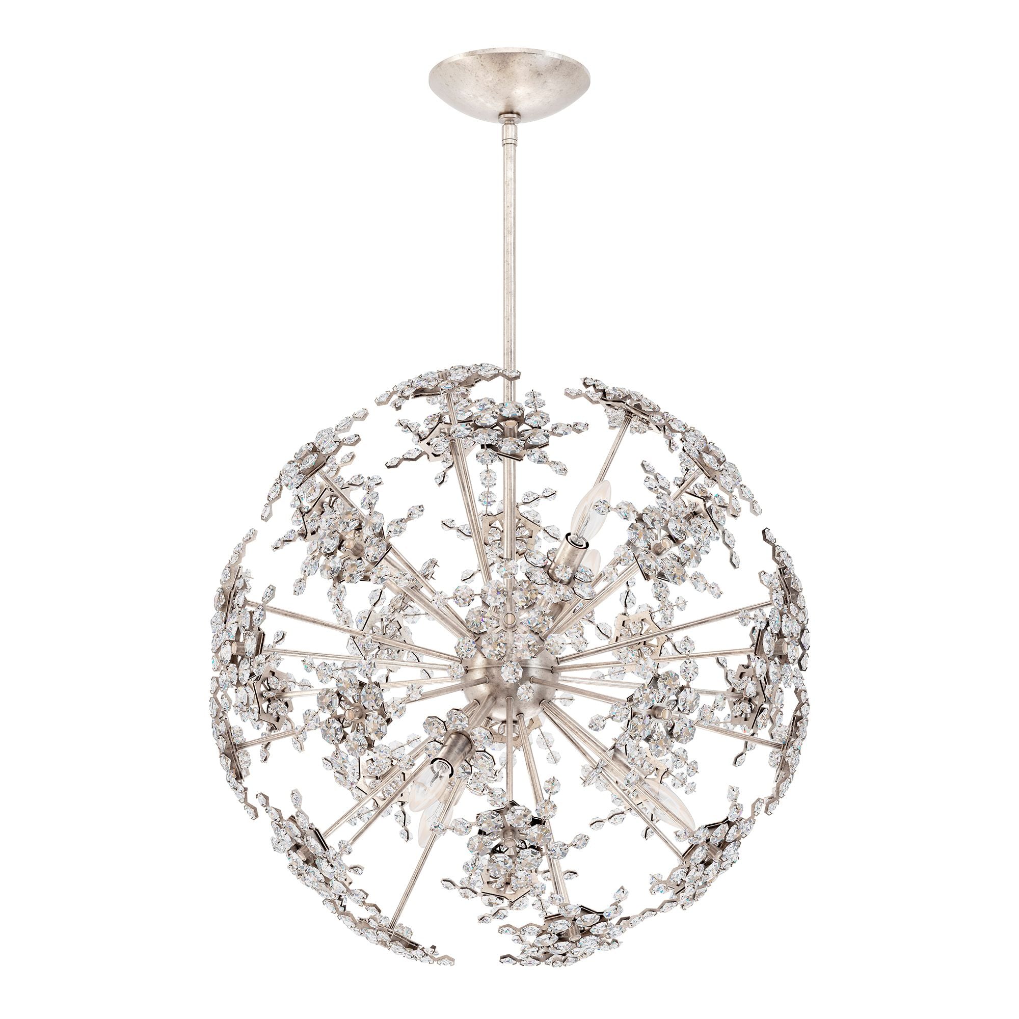 Esteracae 24"H X 6-Light Crystal Pendant in Silver