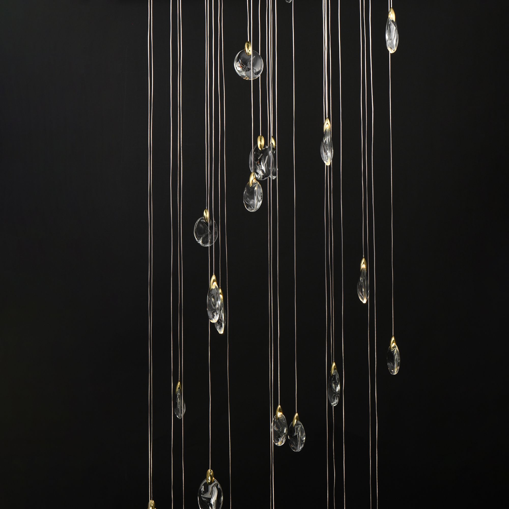 Pebble 36" Black/Polished Gold 30-Light LED Chandelier