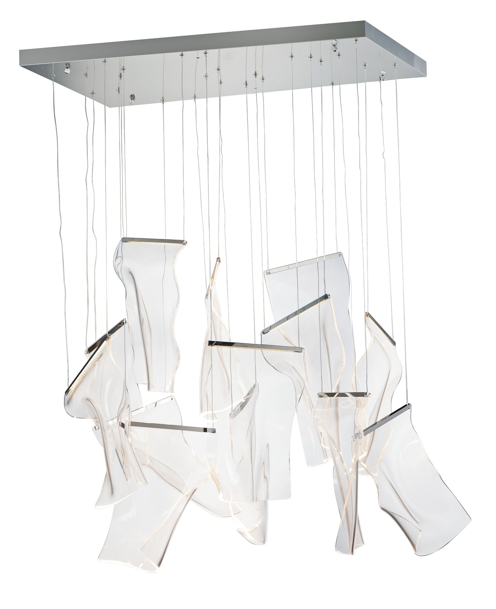 Glass Rinkle 35.5" Wide Polished Chrome Chandelier