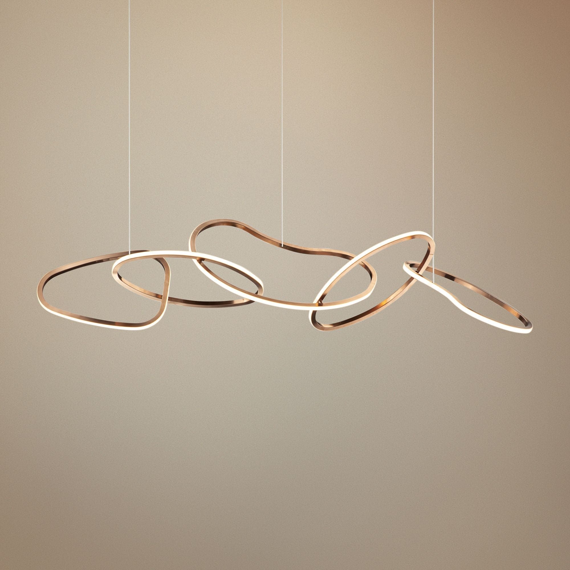 Unity 55" Brushed Champagne LED Rings Pendant Light