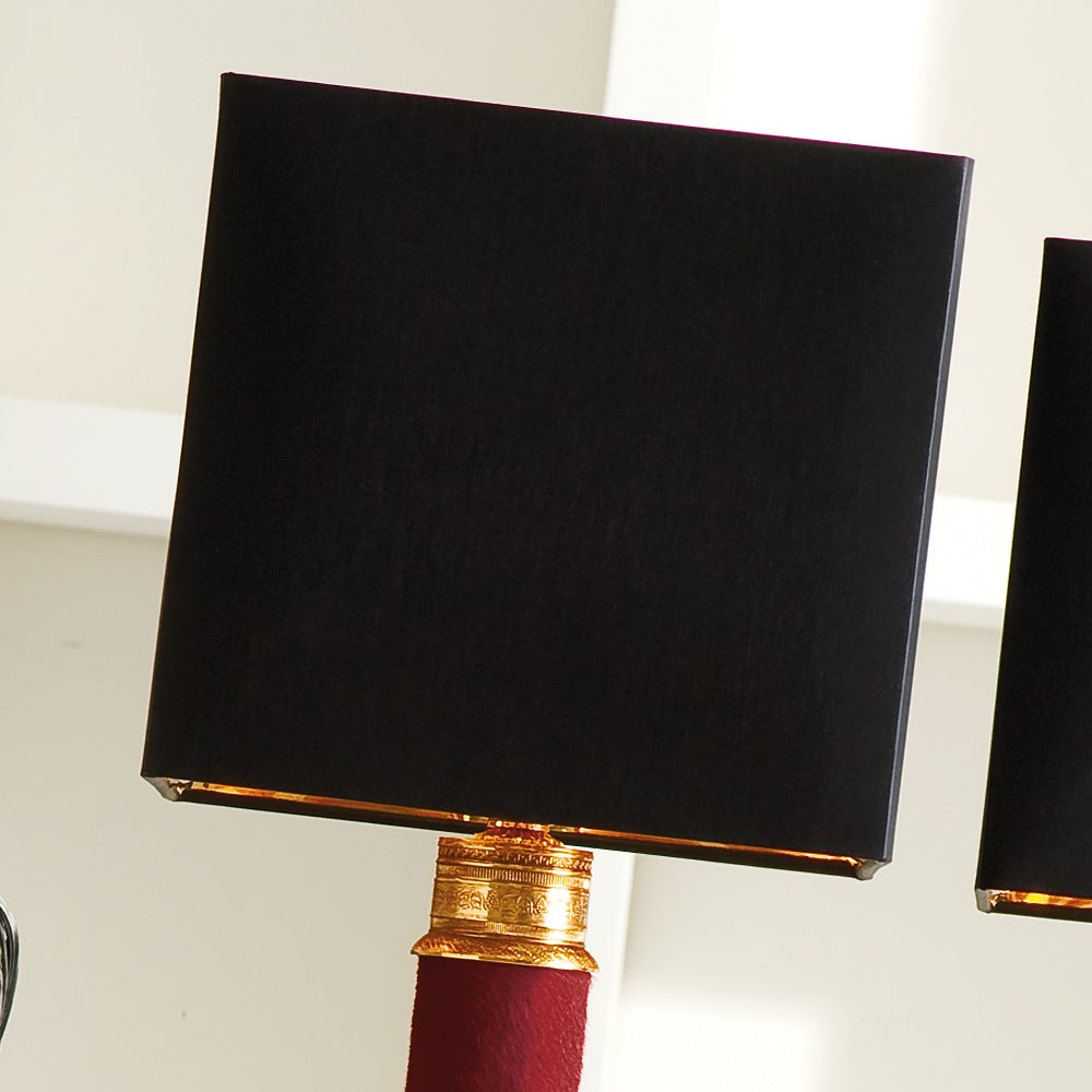 Exclusive Italian Red Hide Table Lamp