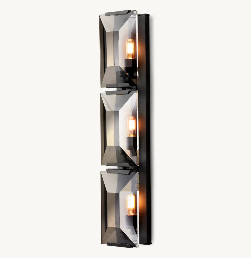 Harlow Crystal Triple Wall Light, Bedroom Wall Sconce, detail 11