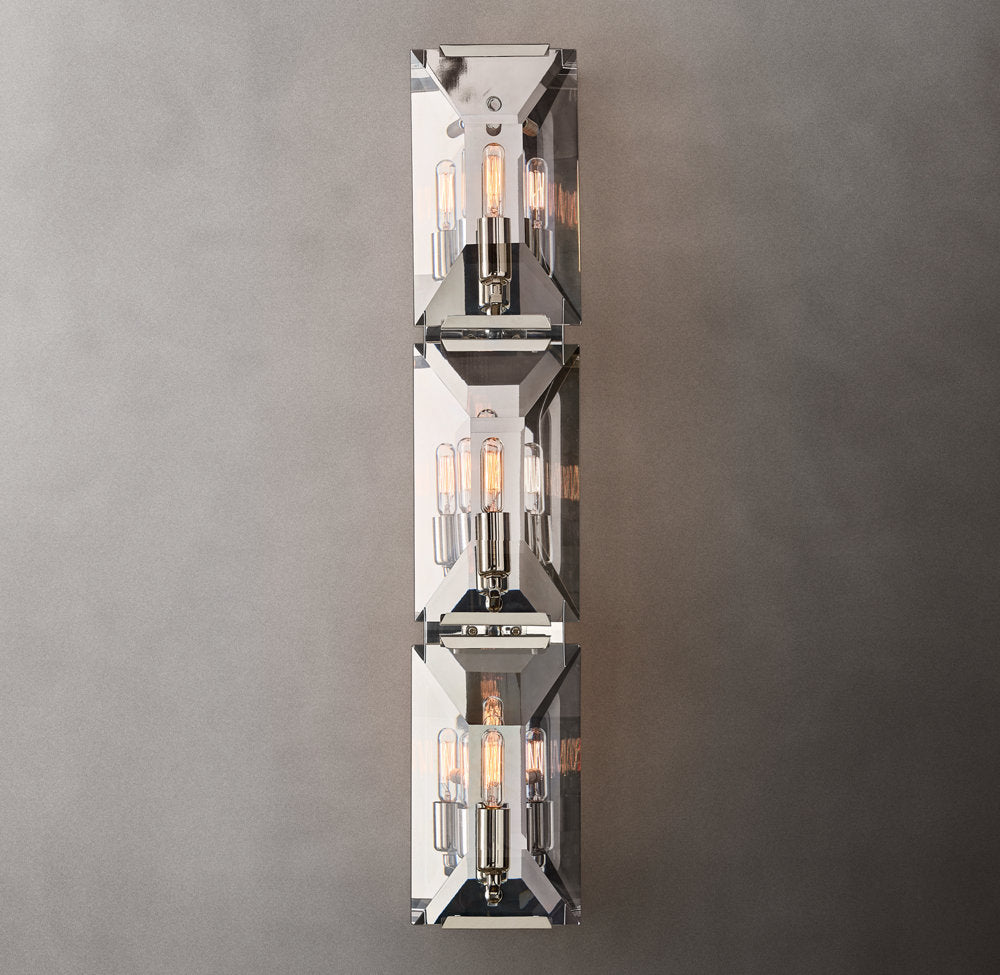 Harlow Crystal Triple Wall Light, Bedroom Wall Sconce, detail 14
