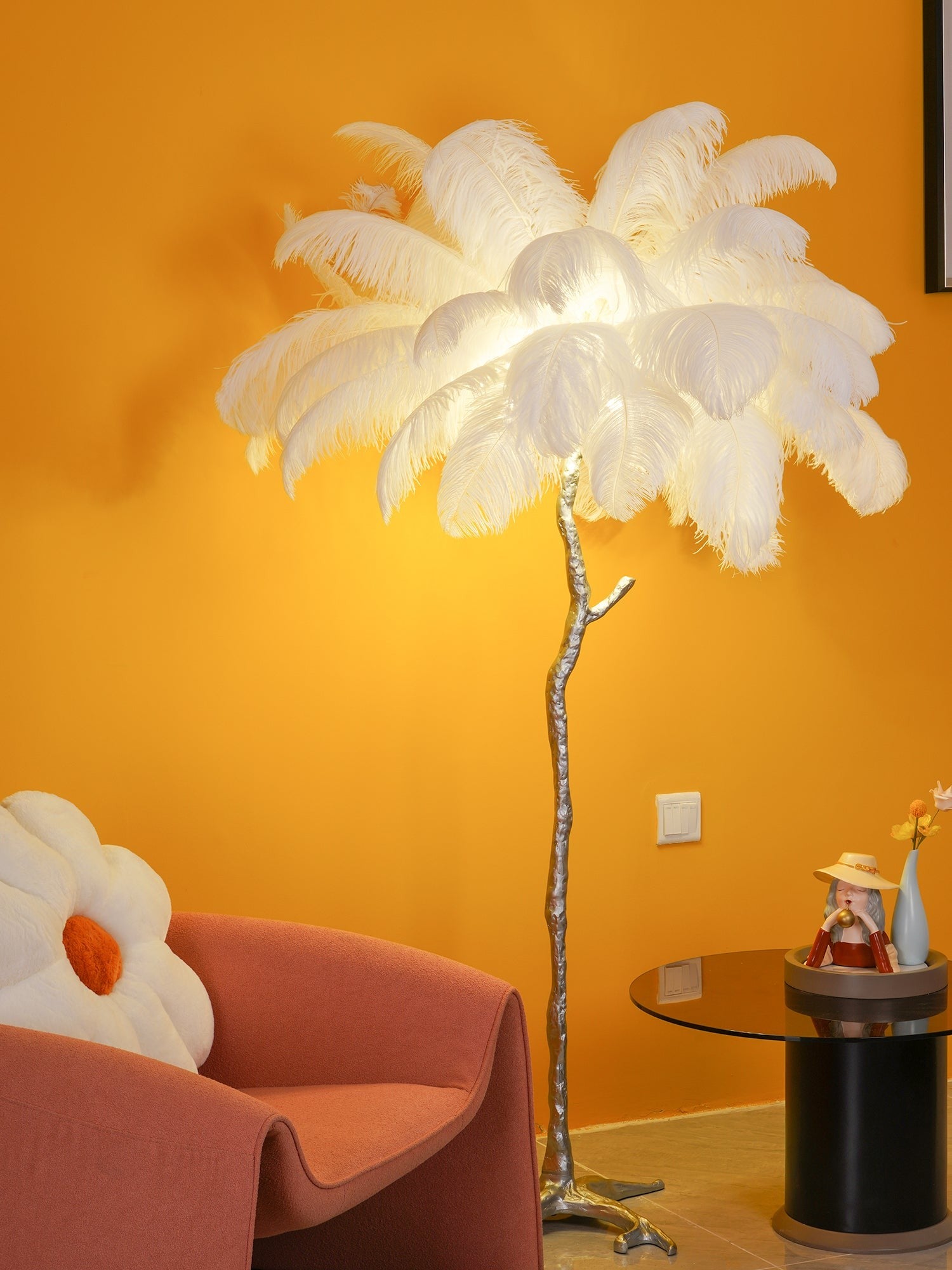 Feathered Elegance Brass Floor Lamp detail view 111