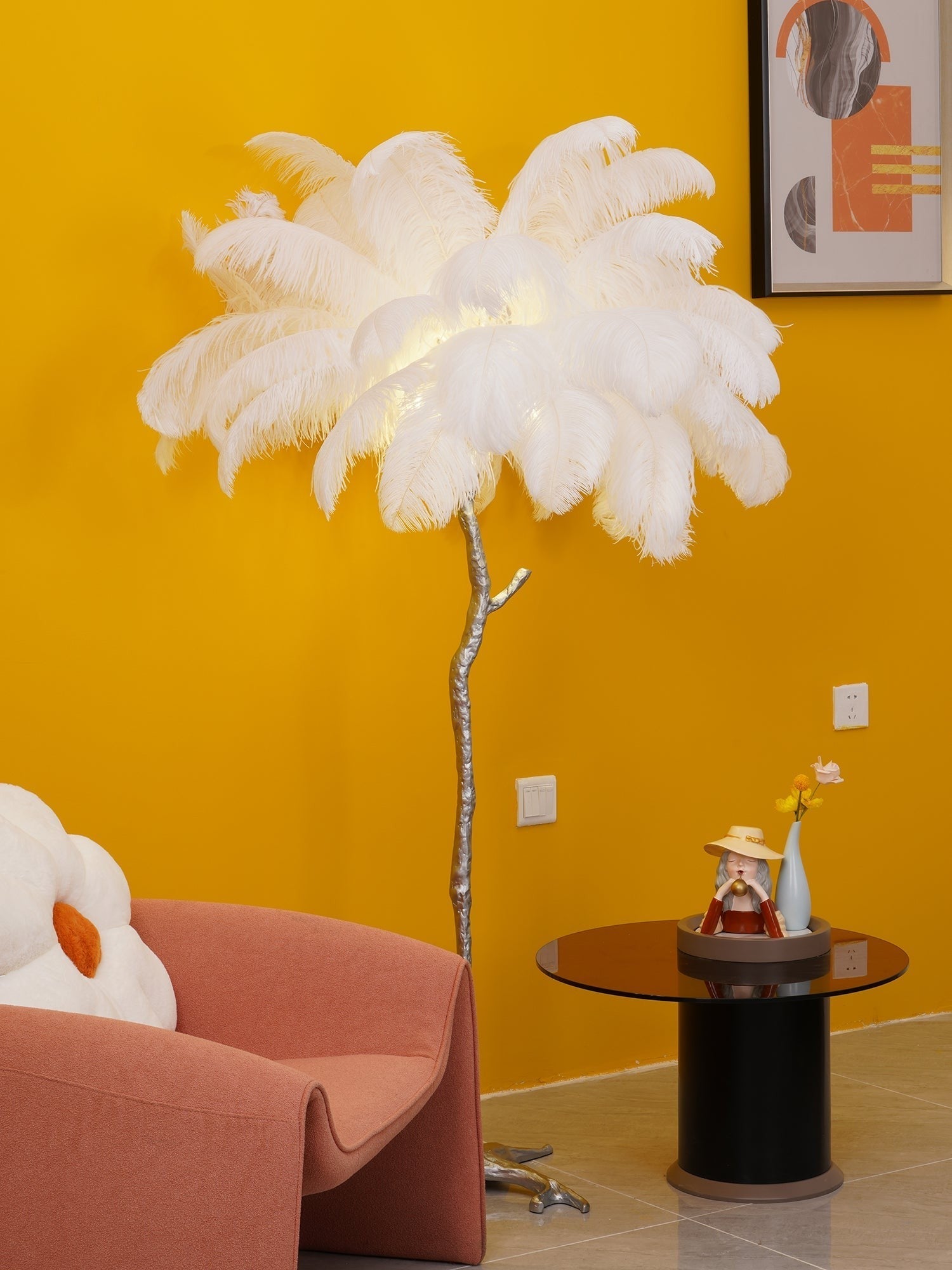 Feathered Elegance Brass Floor Lamp detail view 112