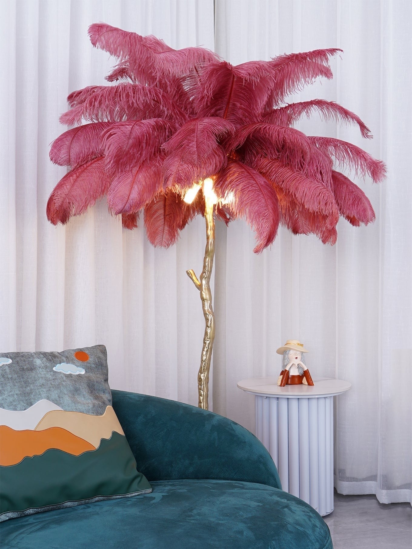 Feathered Elegance Brass Floor Lamp detail view 116
