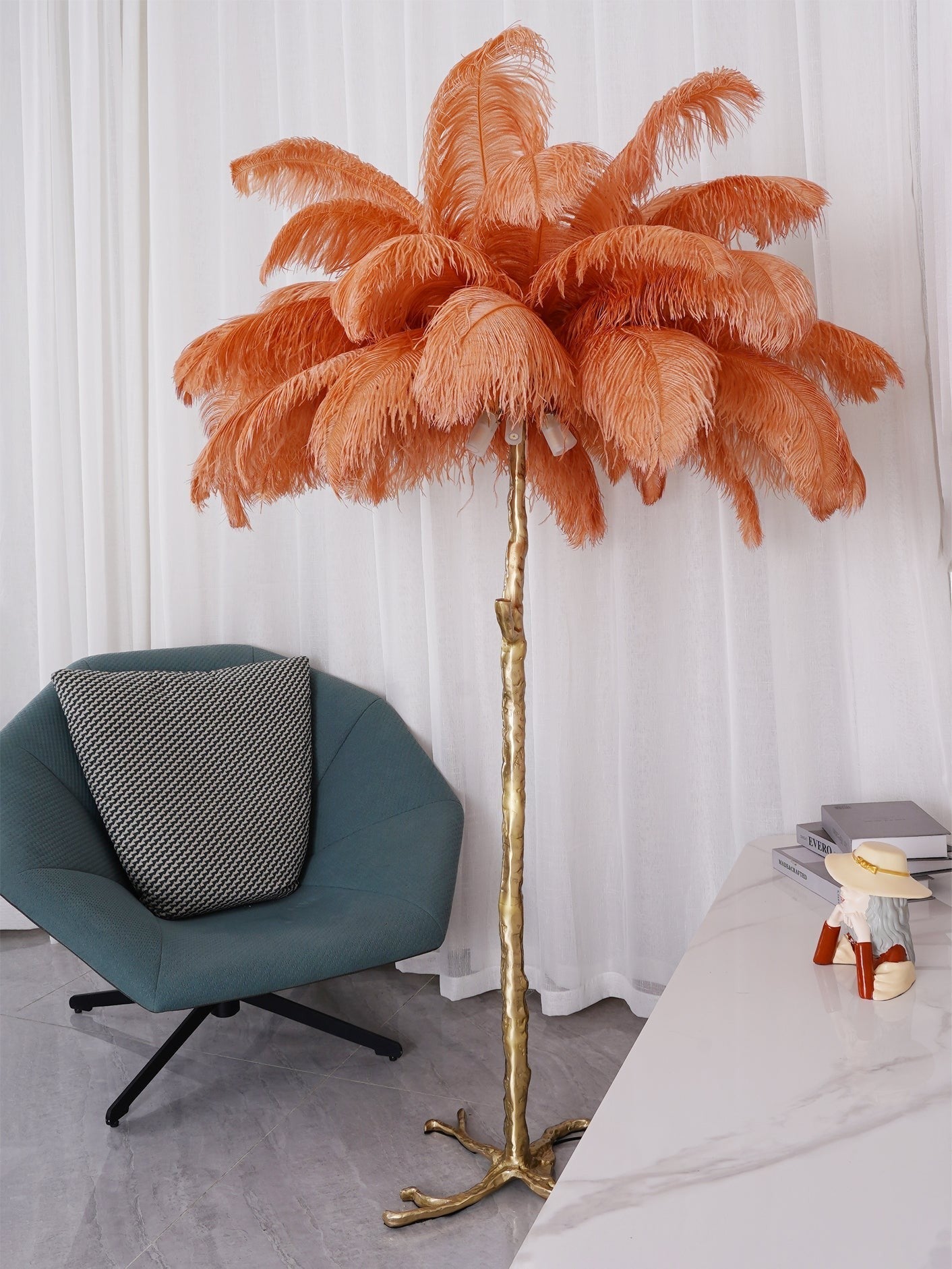 Feathered Elegance Brass Floor Lamp detail view 142