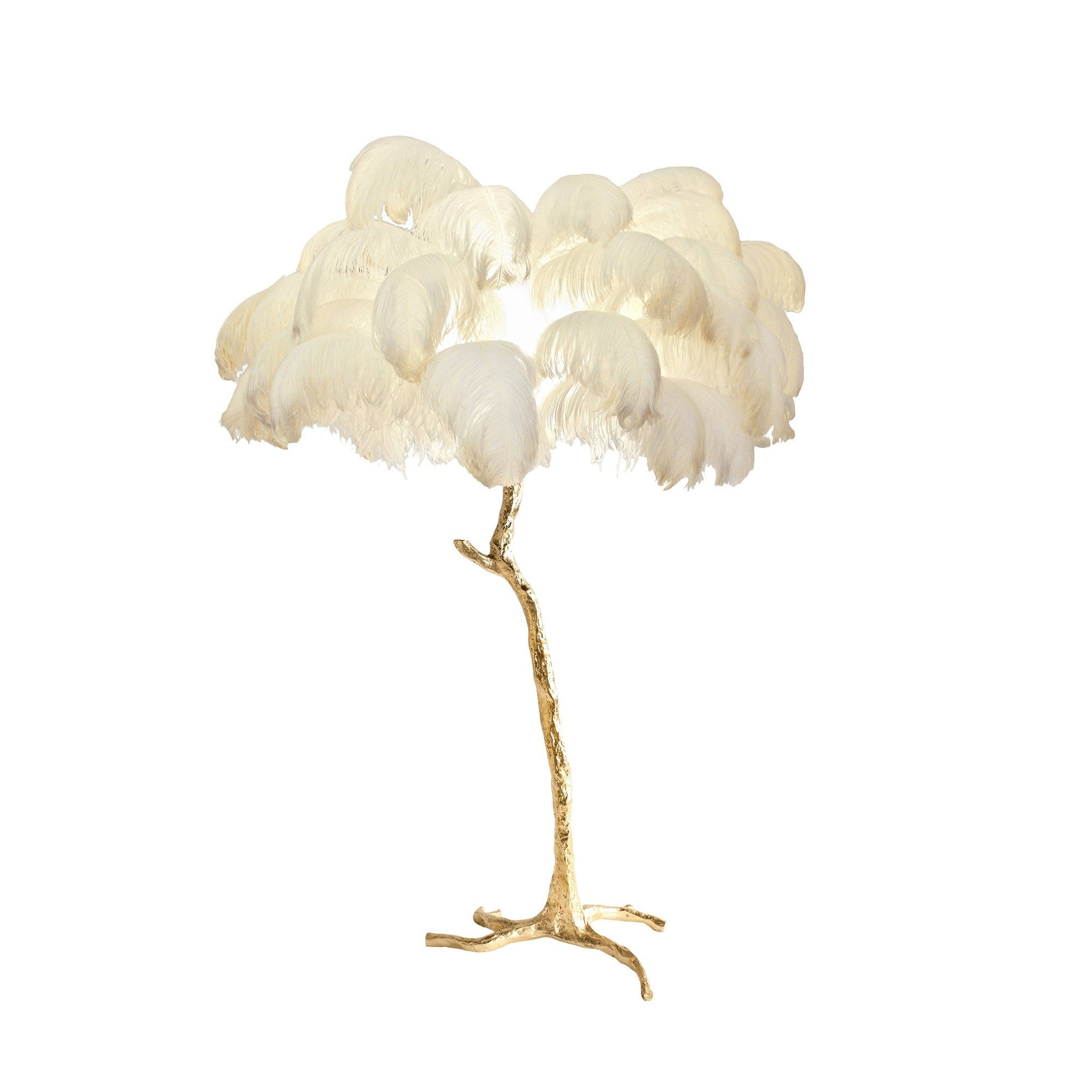 Feathered Elegance Brass Floor Lamp