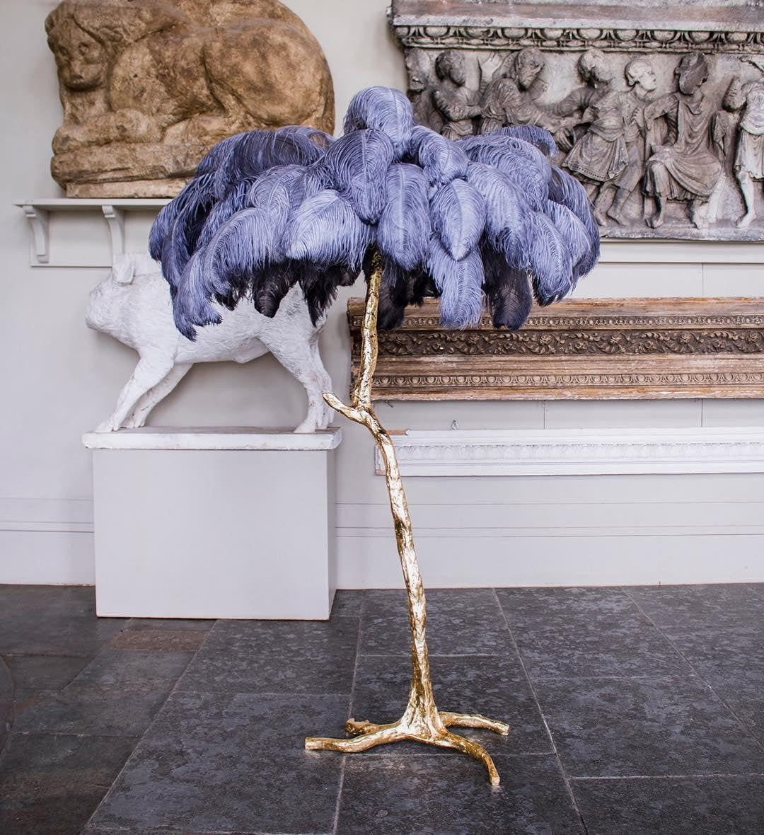 Feathered Elegance Brass Floor Lamp detail view 35