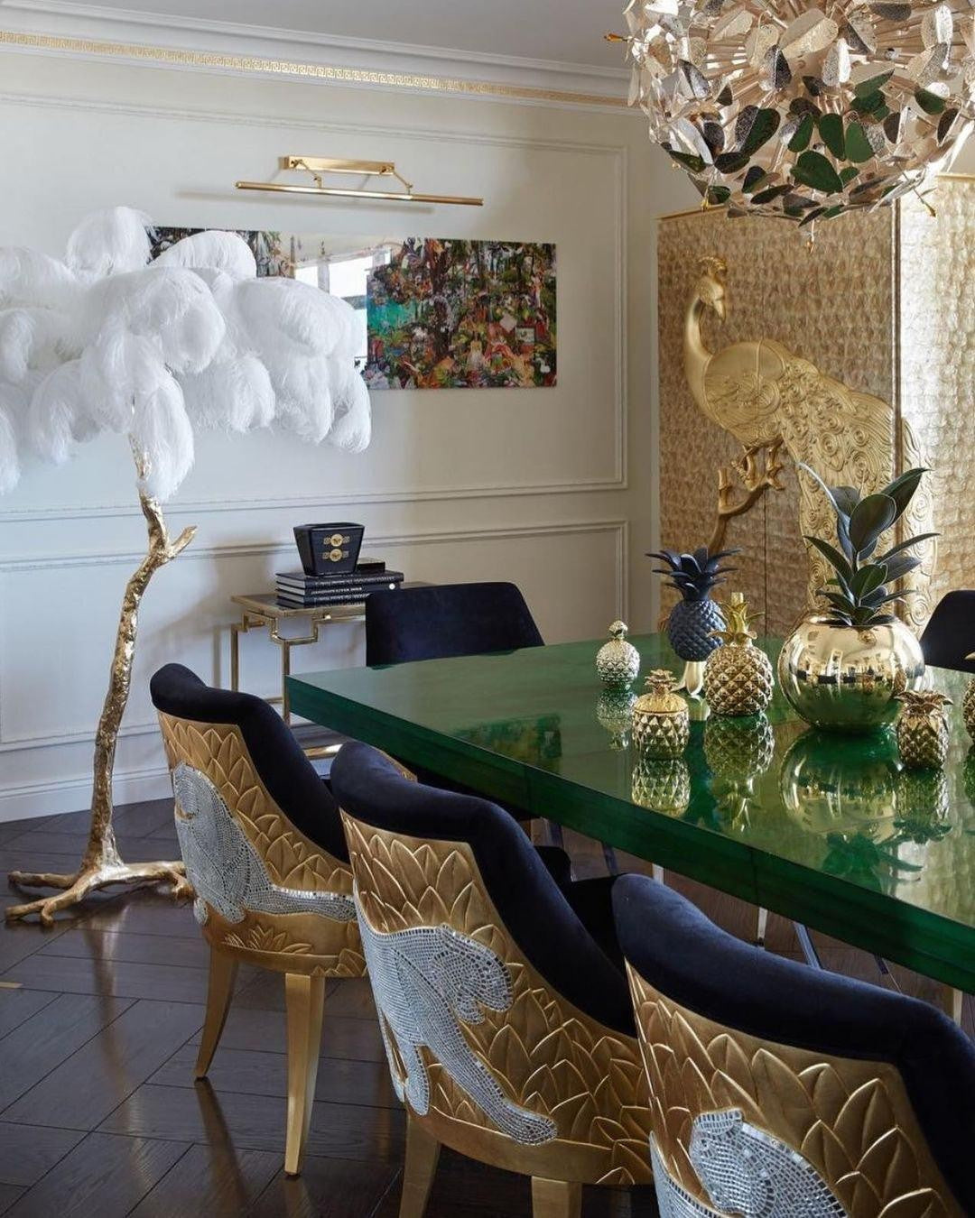 Feathered Elegance Brass Floor Lamp detail view 46