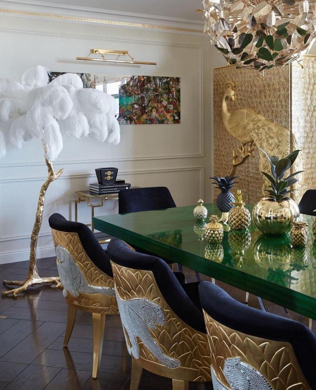 Feathered Elegance Brass Floor Lamp detail view 70