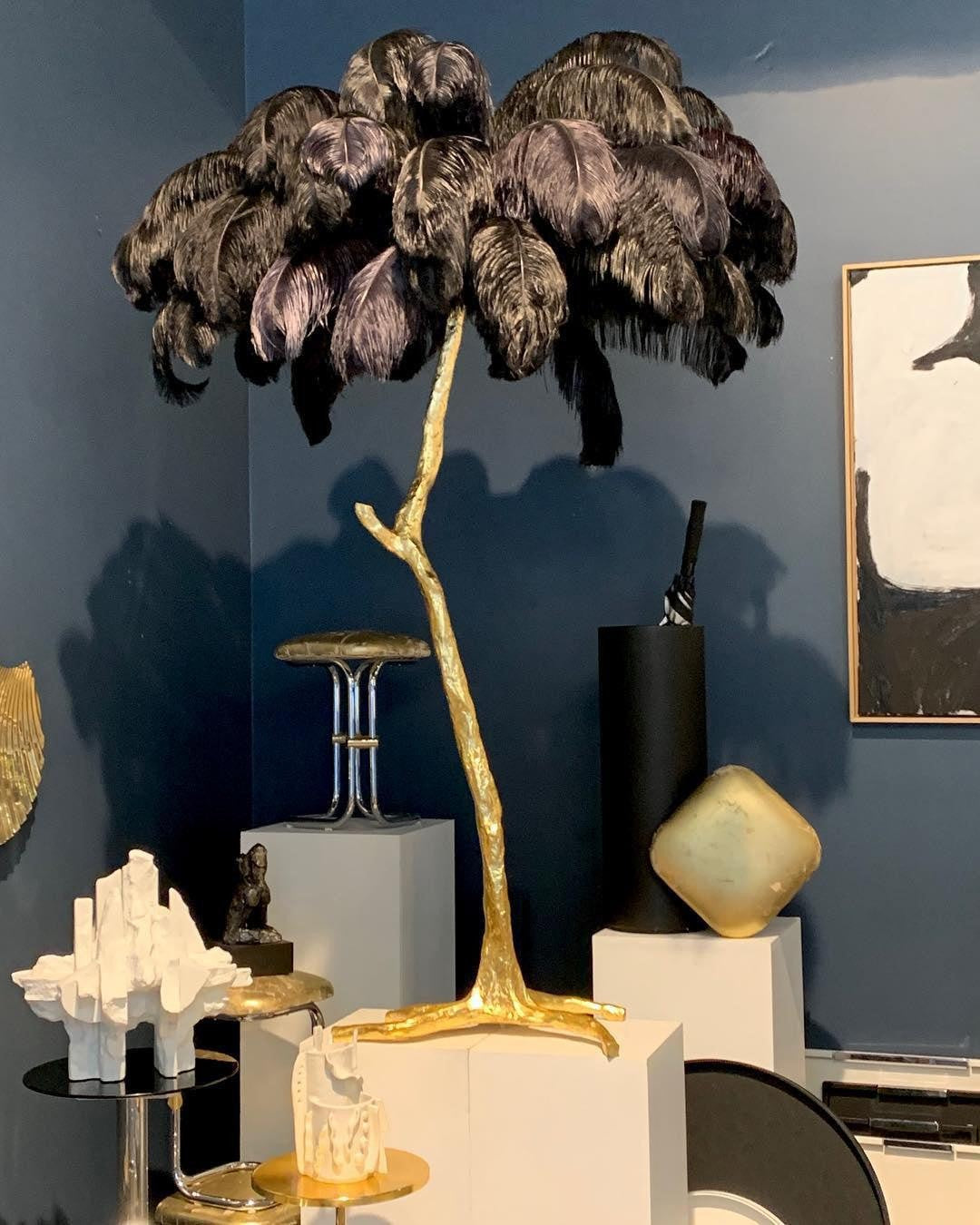 Feathered Elegance Brass Floor Lamp detail view 80