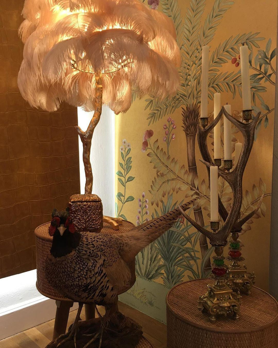 Feathered Elegance Brass Floor Lamp detail view 88