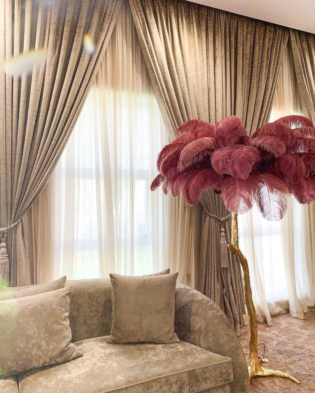 Feathered Elegance Brass Floor Lamp detail view 92